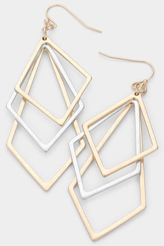 Geometric shape metal drop earrings