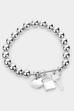 Load image into Gallery viewer, Key, Lock, Heart Charm Stretch Bracelet
