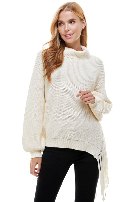 Bianca Asymmetric Fringe Sweater