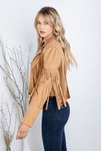 Load image into Gallery viewer, Amber Fringe Suede Moto Jacket
