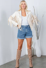 Load image into Gallery viewer, Amber Fringe Suede Moto Jacket
