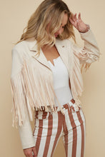 Load image into Gallery viewer, Amber Fringe Suede Moto Jacket
