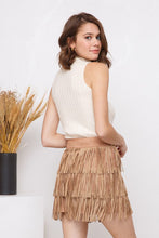 Load image into Gallery viewer, Stella Suede Studded Fringe Mini Skirt
