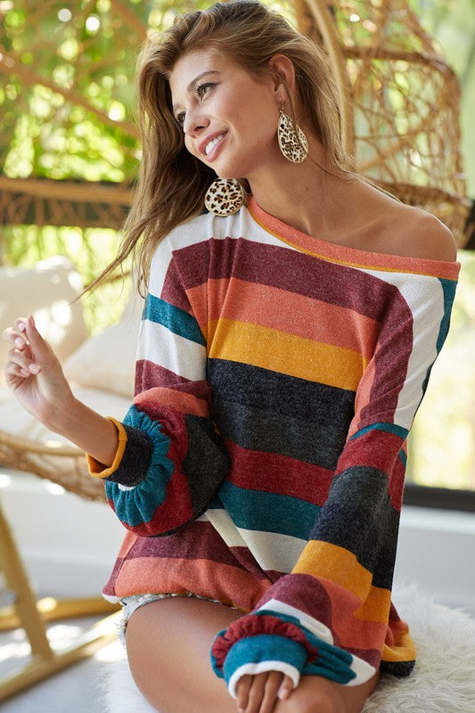 Hayden Striped Knit Sweatshirt