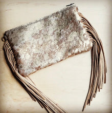 Load image into Gallery viewer, Hair on Hide Clutch Handbag with Leather Fringe
