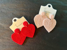 Load image into Gallery viewer, Beaded Heart Drop Earrings
