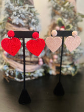 Load image into Gallery viewer, Beaded Heart Drop Earrings
