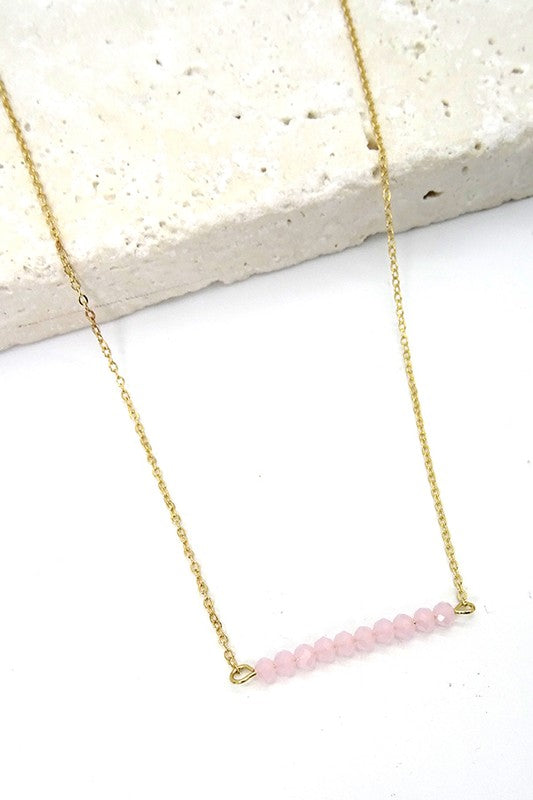 Pink Facet Bead Necklace